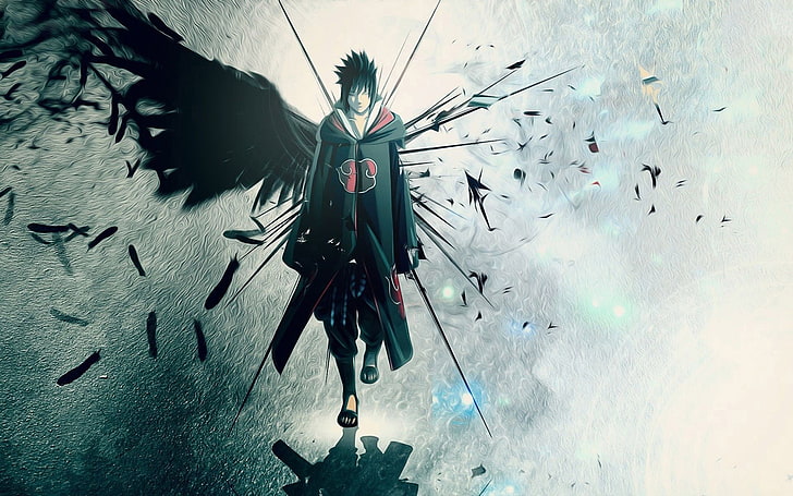 Akatsuki Uchiha Sasuke digital wallpaper, anime, Naruto Shippuuden