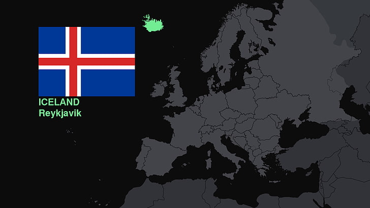 flag, Iceland, Europe, map, no people, silhouette, communication, HD wallpaper