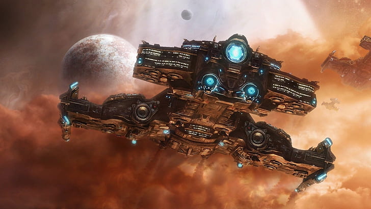 video games outer space starcraft nebulae spaceships battlecruiser vehicles 2560x1440  Aircraft Space HD Art