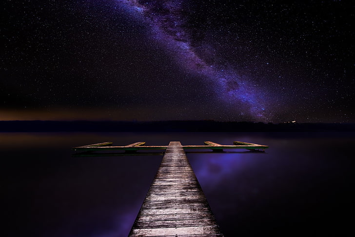sea, space, Milky Way, night, water, scenics - nature, beauty in nature