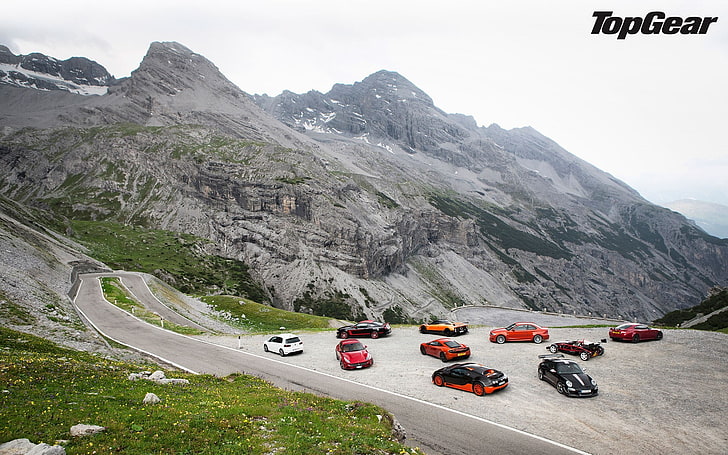 assorted-color vehicles digital wallpaper, road, mountains, McLaren