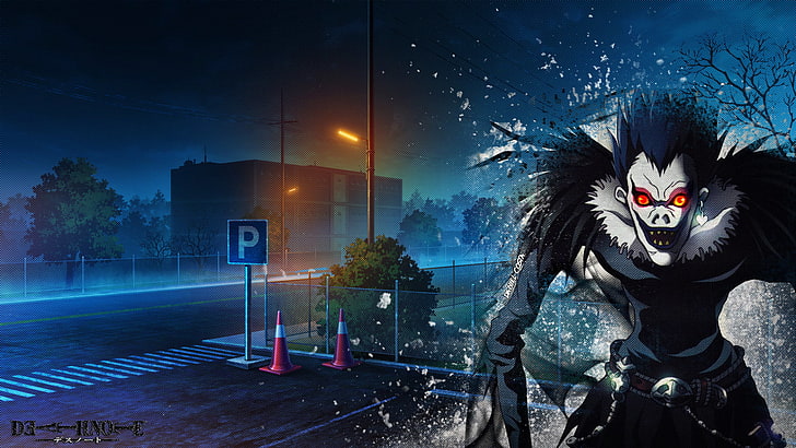 anime, anime boys, city, street art, Death Note, picture-in-picture, HD wallpaper