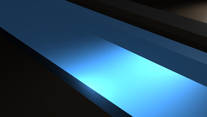 black flat screen computer monitor, blue, simple, dark, low angle view