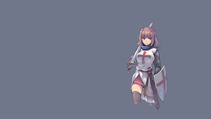Nightmaremk 2, Anime Girls, Knight, Armor, Shield, 1920x1080, HD wallpaper