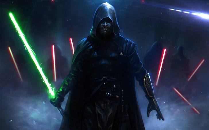 Star Wars character illustration, Jedi, lightsaber, Sith, artwork