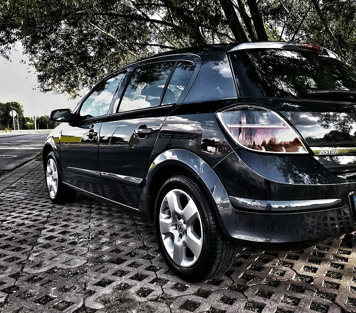 black 5-door hatchback, Opel Astra H III , car, vehicle, motor vehicle