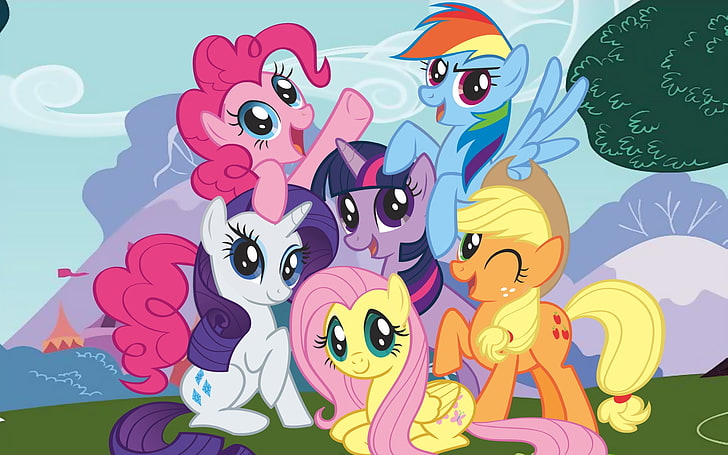 my little pony fluttershy ponies rainbow dash twilight sparkle rarity pinkie pie applejack my little Technology Apple HD Art, HD wallpaper
