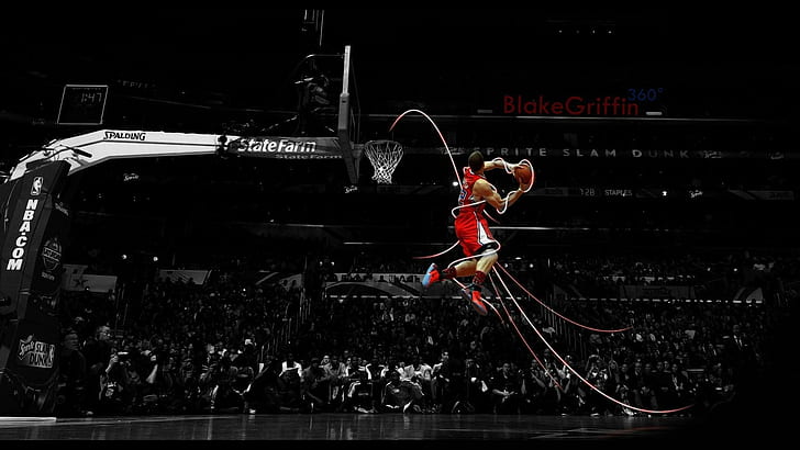 Blake Griffin, men's red basketball jersey, sports, 1920x1080, HD wallpaper