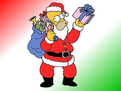 HD wallpaper: Simpson Santa Claus, Cartoon, Red Clothes, Long Beard ...