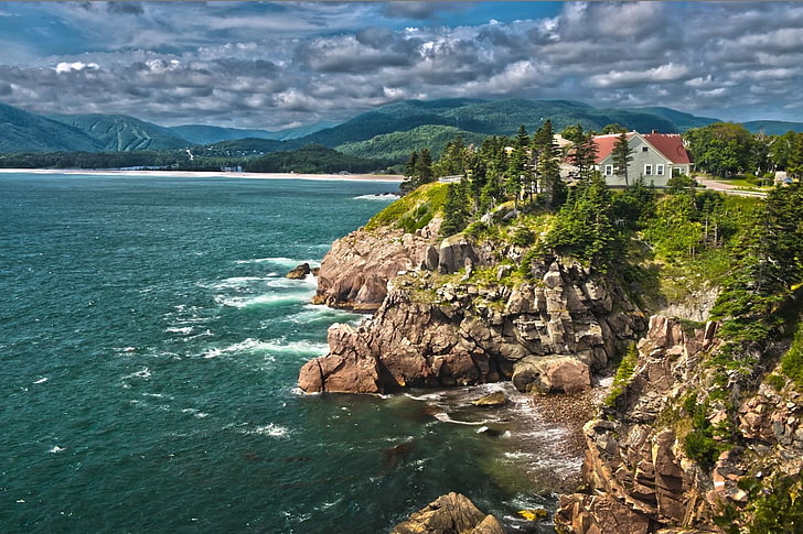 Earth, Coastline, Canada, Cape Breton, House, Mountain, Nova Scotia, HD wallpaper
