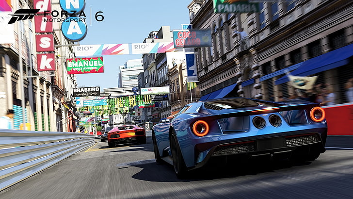 blue racing car digital wallpaper, Forza Motorsport 6, Ford GT, HD wallpaper
