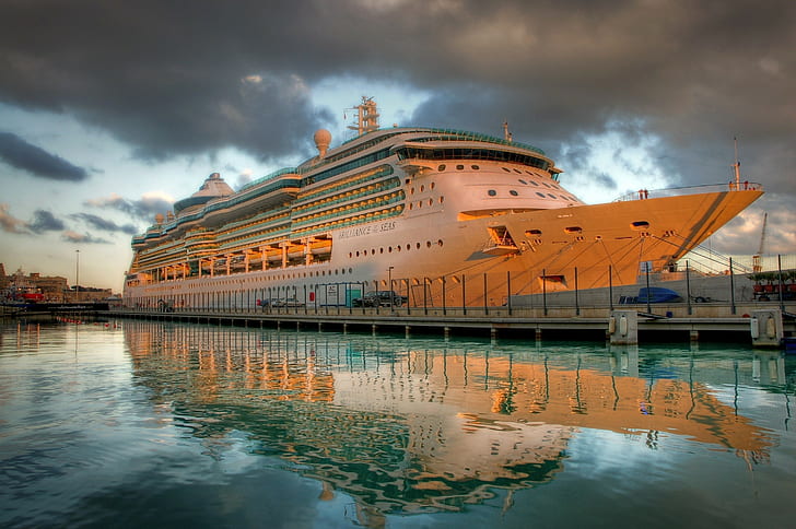 cruise ship, vehicle, reflection