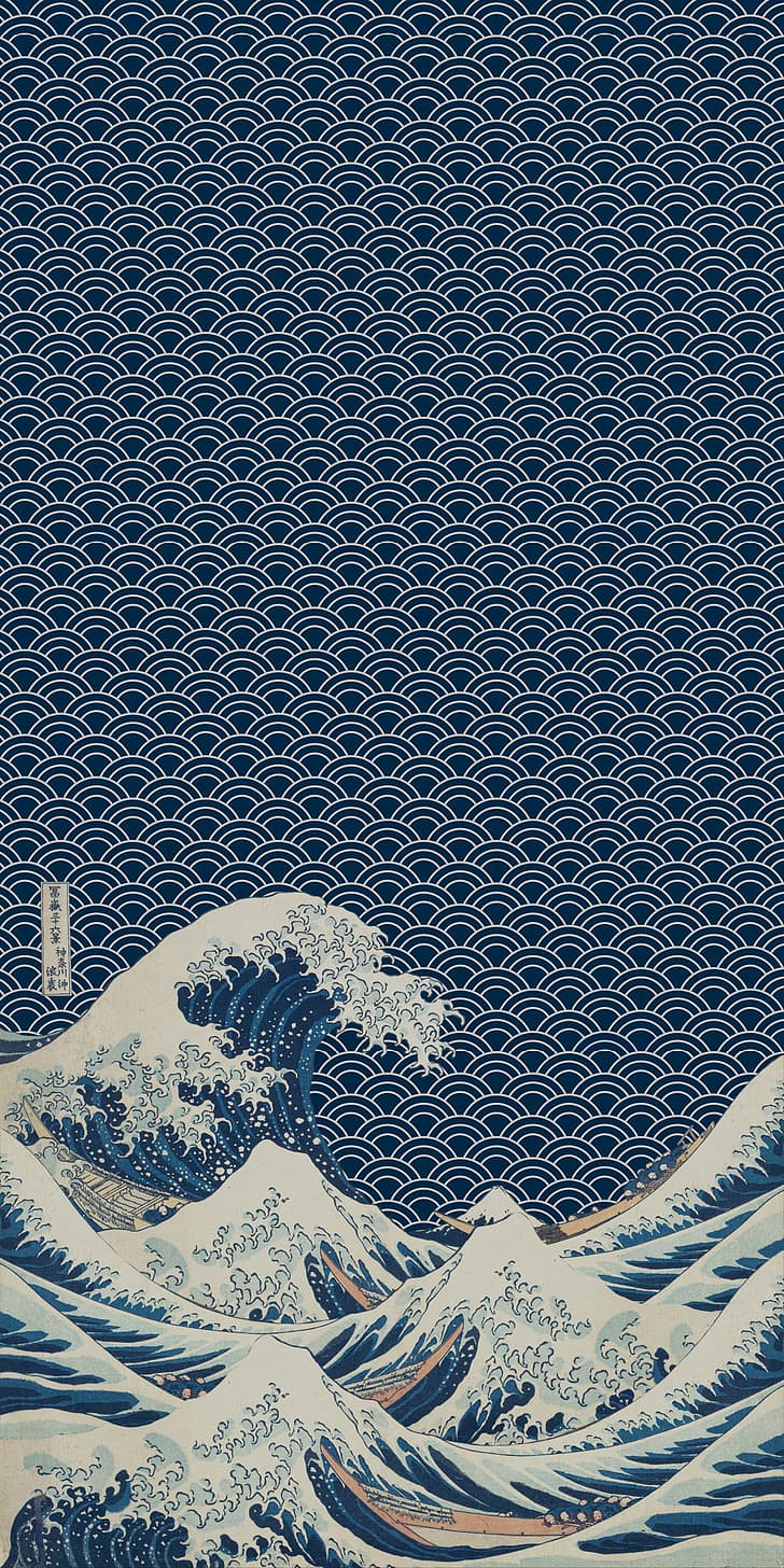 Kanagawa, Hokusai, Japanese Art, phone, pattern, HD wallpaper