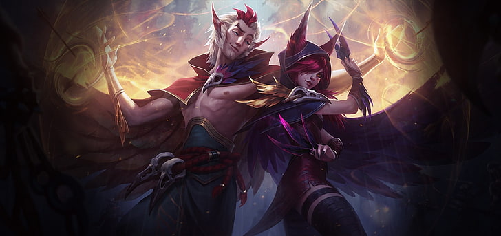 male and female character digital wallpaper, league of legends, HD wallpaper