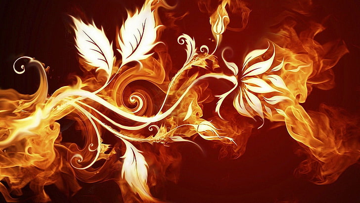 flaming rose flower clip art, flame and flower digital wallpaper, HD wallpaper