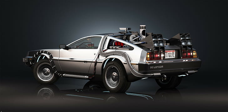 Back to the Future, car, DeLorean, science fiction, time travel, HD wallpaper