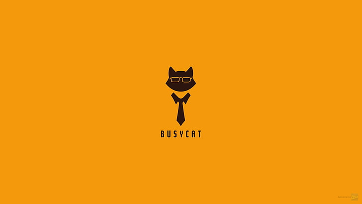 Busycat digital wallpaper, poster, Business Cat, mammal, text