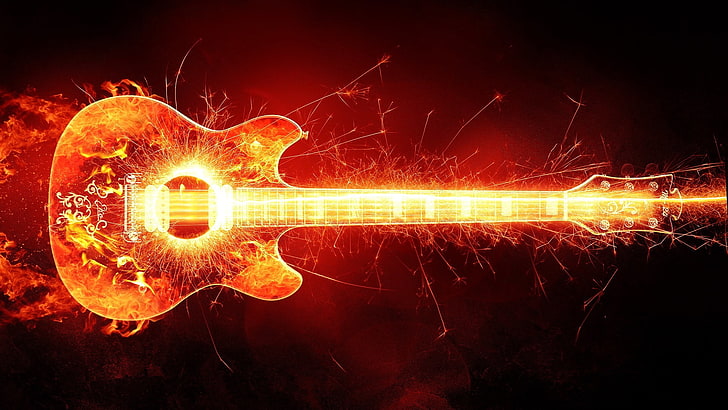 HD wallpaper: Fire guitar-High Quality Wallpaper, illuminated, night,  glowing | Wallpaper Flare
