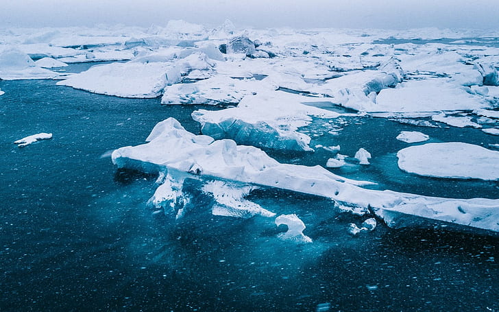 nature, Arctic, ice, sea, blue, white, snowing, HD wallpaper