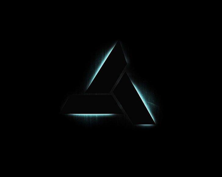 black logo, Assassin's Creed, minimalism, video games, dark, indoors