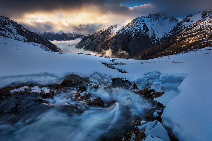 snow, ice, landscape, nature, mountains, cold temperature, winter, HD wallpaper