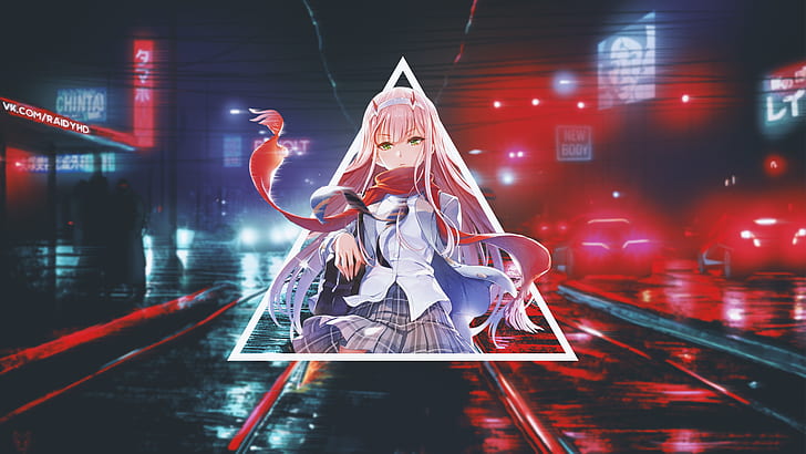 anime, picture-in-picture, anime girls, Zero Two (Darling in the FranXX)