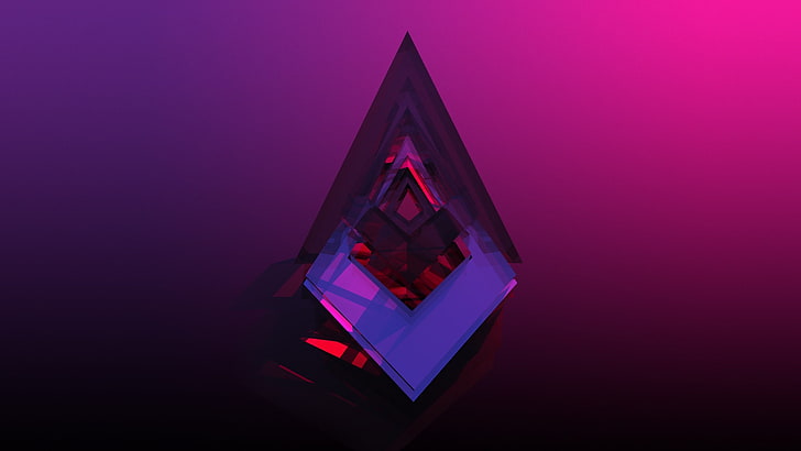 purple and red gemstone, photo of triangular pink decor, colorful HD wallpaper