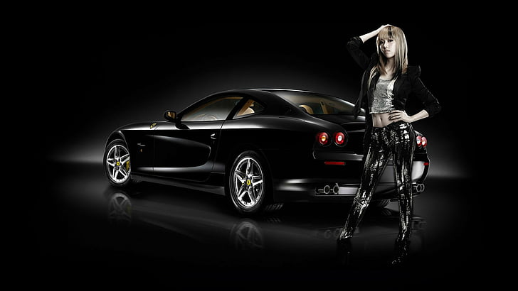 Hd Wallpaper And Asian Black Car Ferrari Girls Machines Women Wallpaper Flare