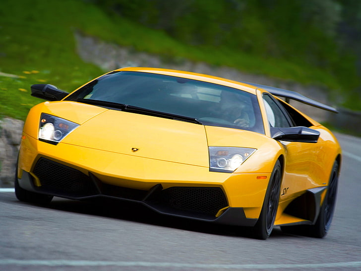 yellow Lamborgini Gallardo, Lamborghini, murcielago, 670-4, car, HD wallpaper