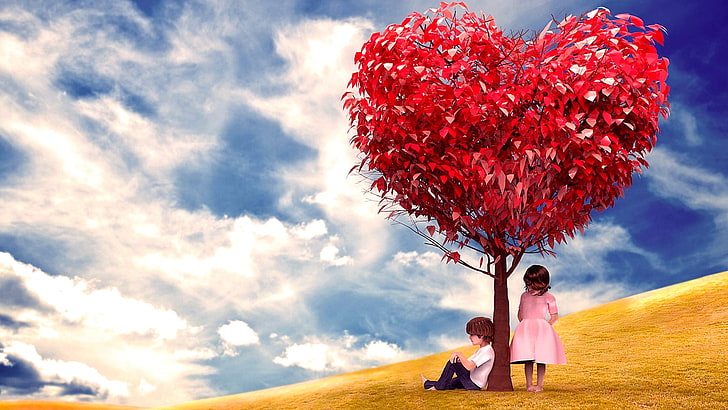 HD wallpaper: couple, baby, cute, love, heart tree, lone tree, sky, women |  Wallpaper Flare