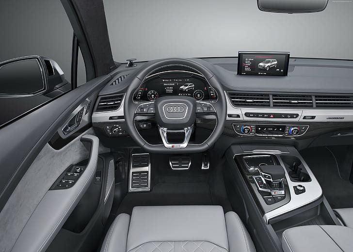 crossover, Geneva Auto Show 2016, interior, Audi SQ7 TDI, HD wallpaper