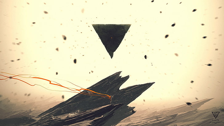 wrecked black ship illustration, black triangle illustration, HD wallpaper