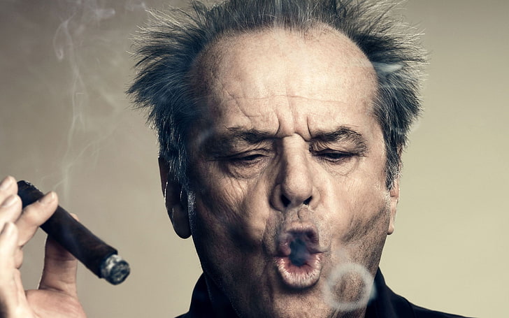 man doing o-smoke rings using tobacco, actor, Jack Nicholson
