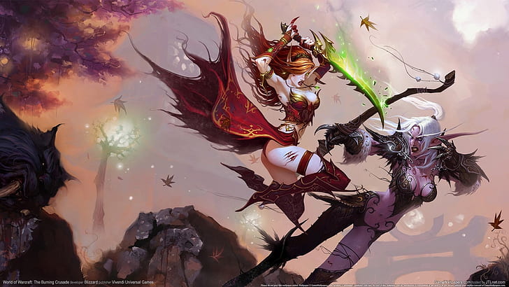 Sword, Bow, World of Warcraft, Burning Crusade, Fight, Bloody Elf, HD wallpaper