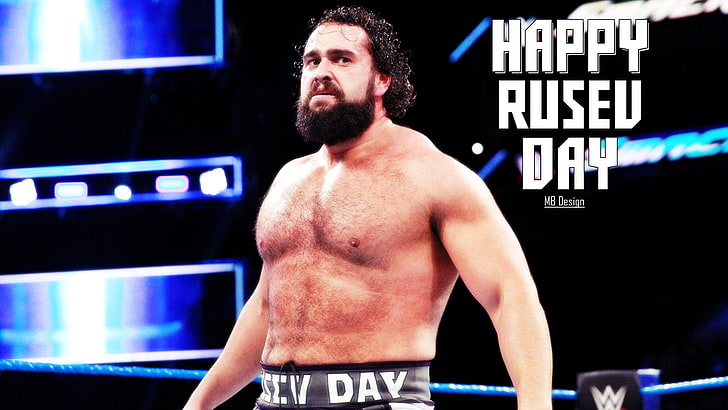 rusev day , WWE, wrestling, shirtless, one person, text, standing