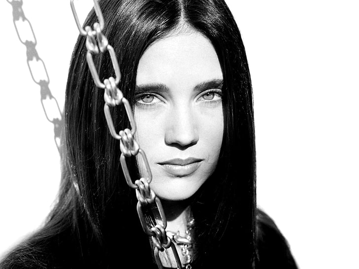Actresses, Jennifer Connelly, American, Black & White, Face