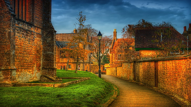 brown brick building, europe, park, walls, hdr, architecture