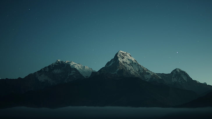 mountains, simply, simple, sky, night, peaks, HD wallpaper