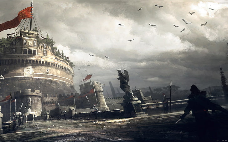 red flag on castle digital wallapper, Assassin's Creed: Revelations, HD wallpaper