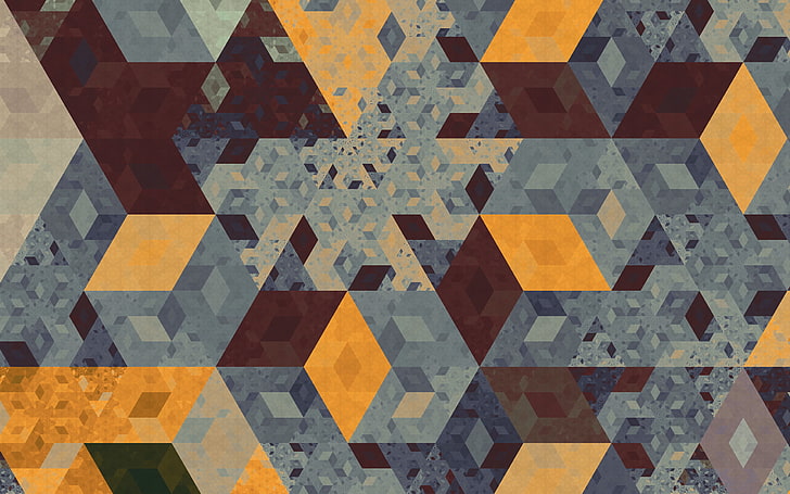 blue and brown digital wallpaper, Apophysis, isometric, tesselation