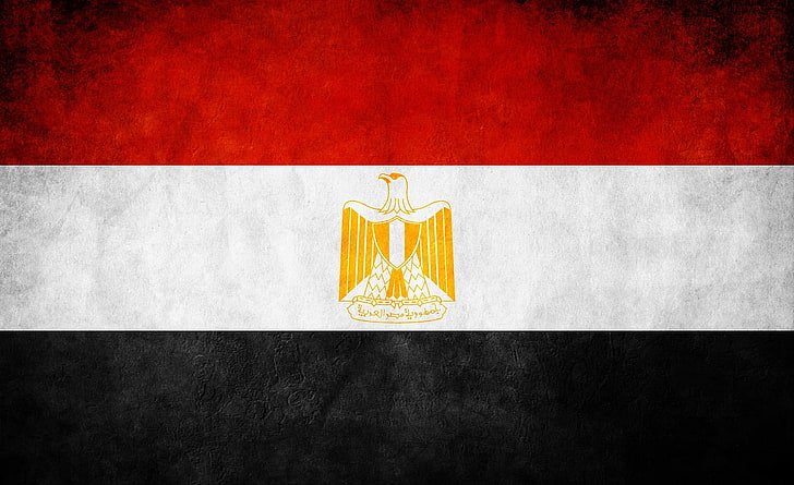 Egypt Flag By Alamir, red, white, and black with eagle print flag, HD wallpaper