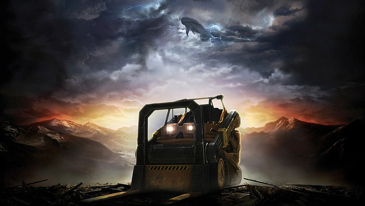 halo forklifts video games parody halo reach, cloud - sky, nature, HD wallpaper