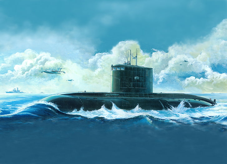figure, art, Russian Kilo Class Attack Submarine, HD wallpaper