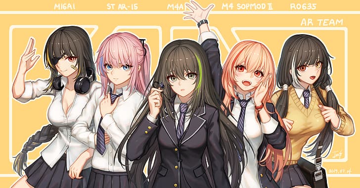 anime, anime girls, Girls Frontline, school uniform, ST AR-15 (Girls' Frontline), HD wallpaper