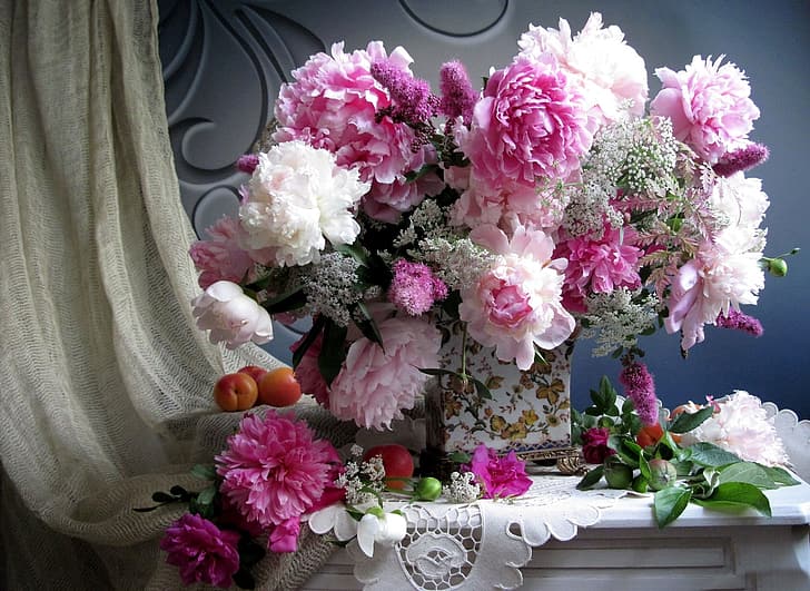 HD wallpaper: flower, nature, life, flowers, bouquet, peonies, still ...