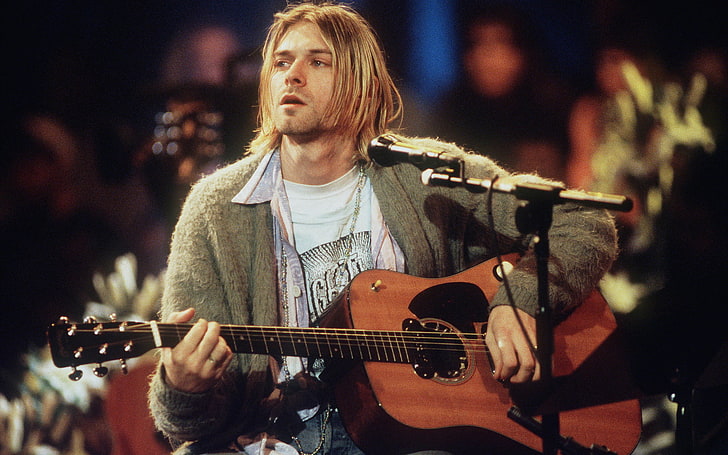 Kurt Cobain, Curt Cobain, Music, american singer, musical instrument, HD wallpaper