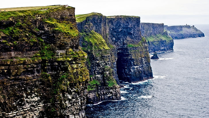 cliffs, coast, galway, ireland, landscapes, moher, nature, water, HD wallpaper