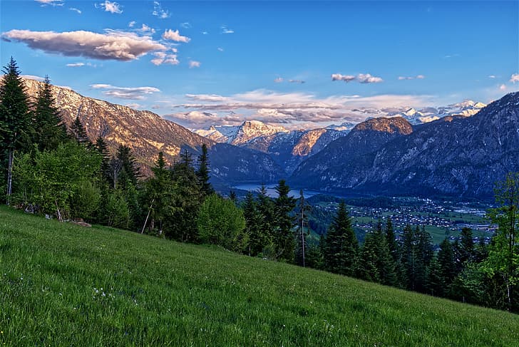 mountains, valley, Austria, Bad Goisern, Riedln, HD wallpaper