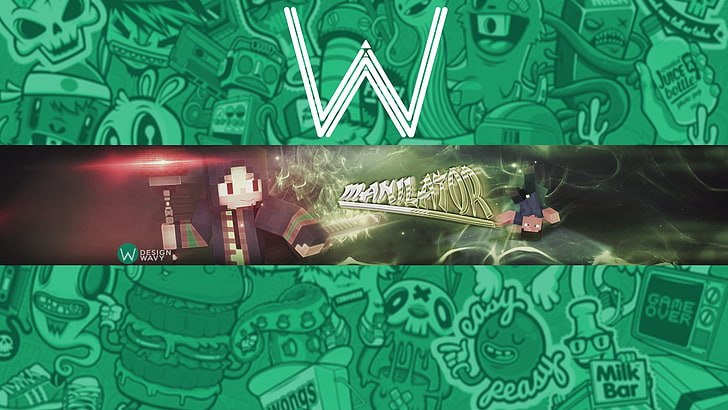 green and brown poster, Minecraft, banner, YouTube, graphic design