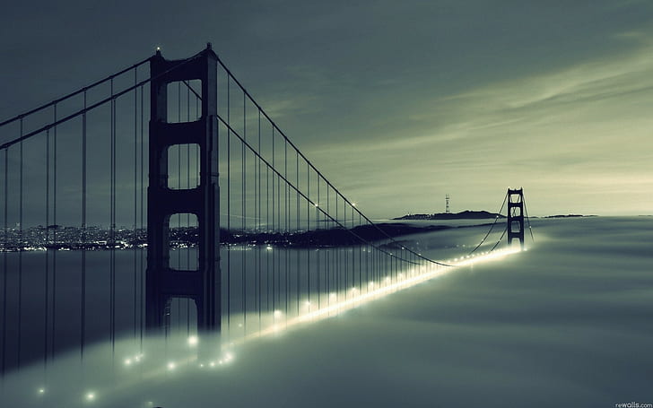 city, urban, bridge, Golden Gate Bridge, San Francisco, mist